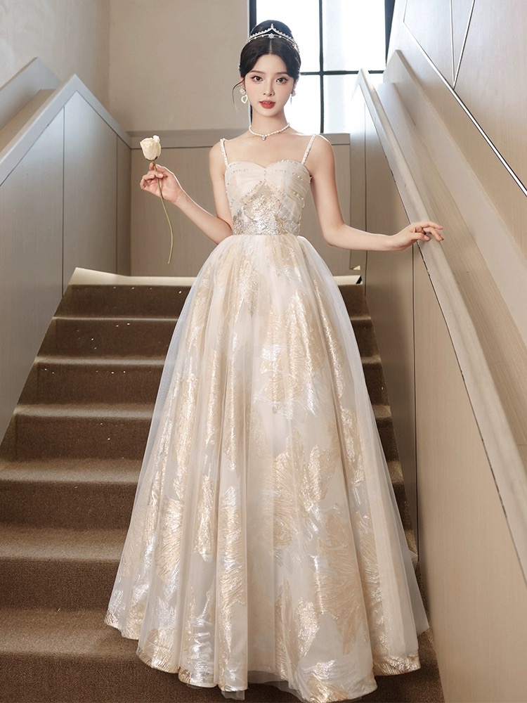 Spaghetti Strap Prom Dress， Luxury Party Dress, Fairy Evening Dress