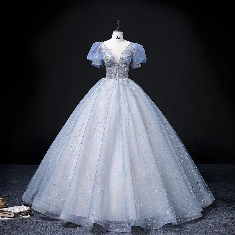 Sparkling Blue Tulle Ball Gown With on Luulla