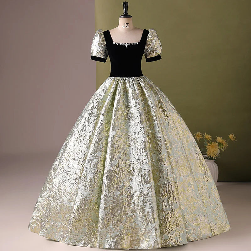 Vintage Puff Sleeve Gown With Floral on Luulla