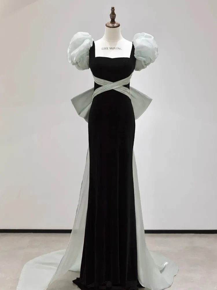 Black And White Floor-length Gown With Bow on Luulla
