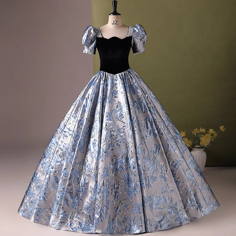 Vintage Floral Puff Sleeve Gown With on Luulla