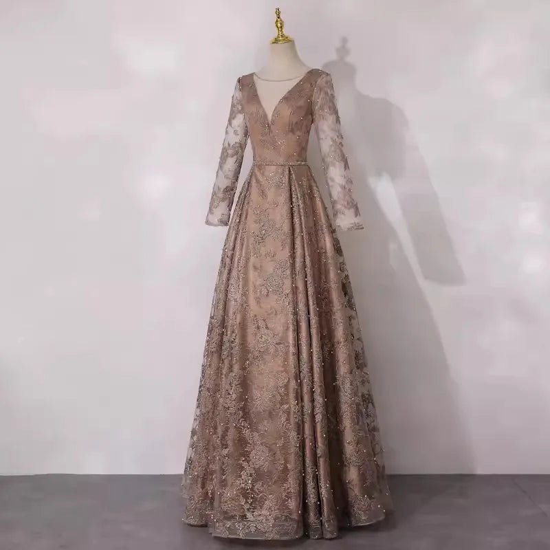 Vintage Lace Long Sleeve Evening Gown on Luulla