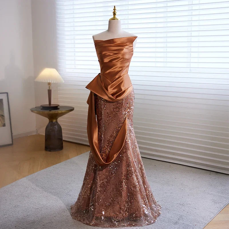 Sleeveless Zig-Zag Lace-Up Satin Gown main image 0