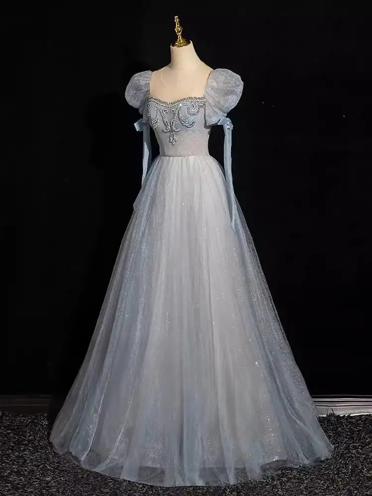 Vintage Lace Beaded Dress With Puff Sleeves on Luulla