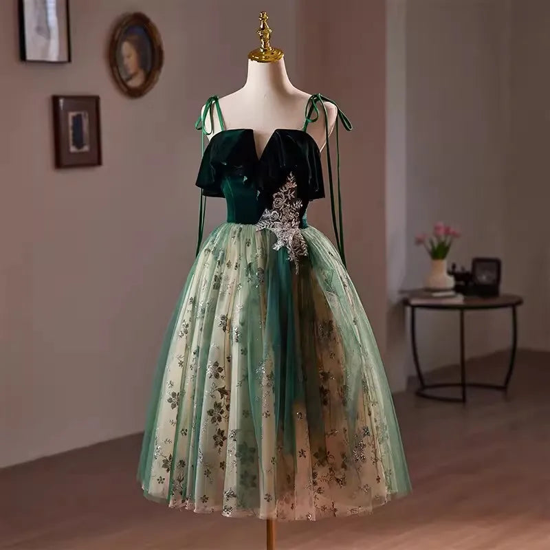 Harper Dress - Leyland Green Velvet main image 0