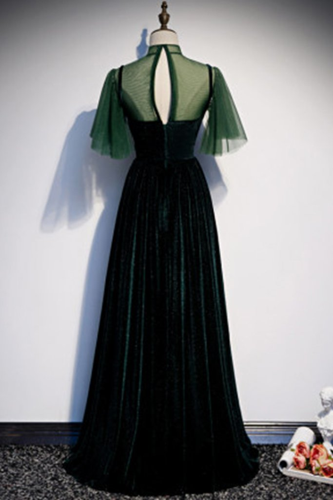 Dark Green V Neck Lace Plus Size Party Dress