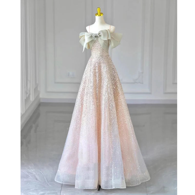 Sparkling Off-shoulder Gown With Bow Accent on Luulla
