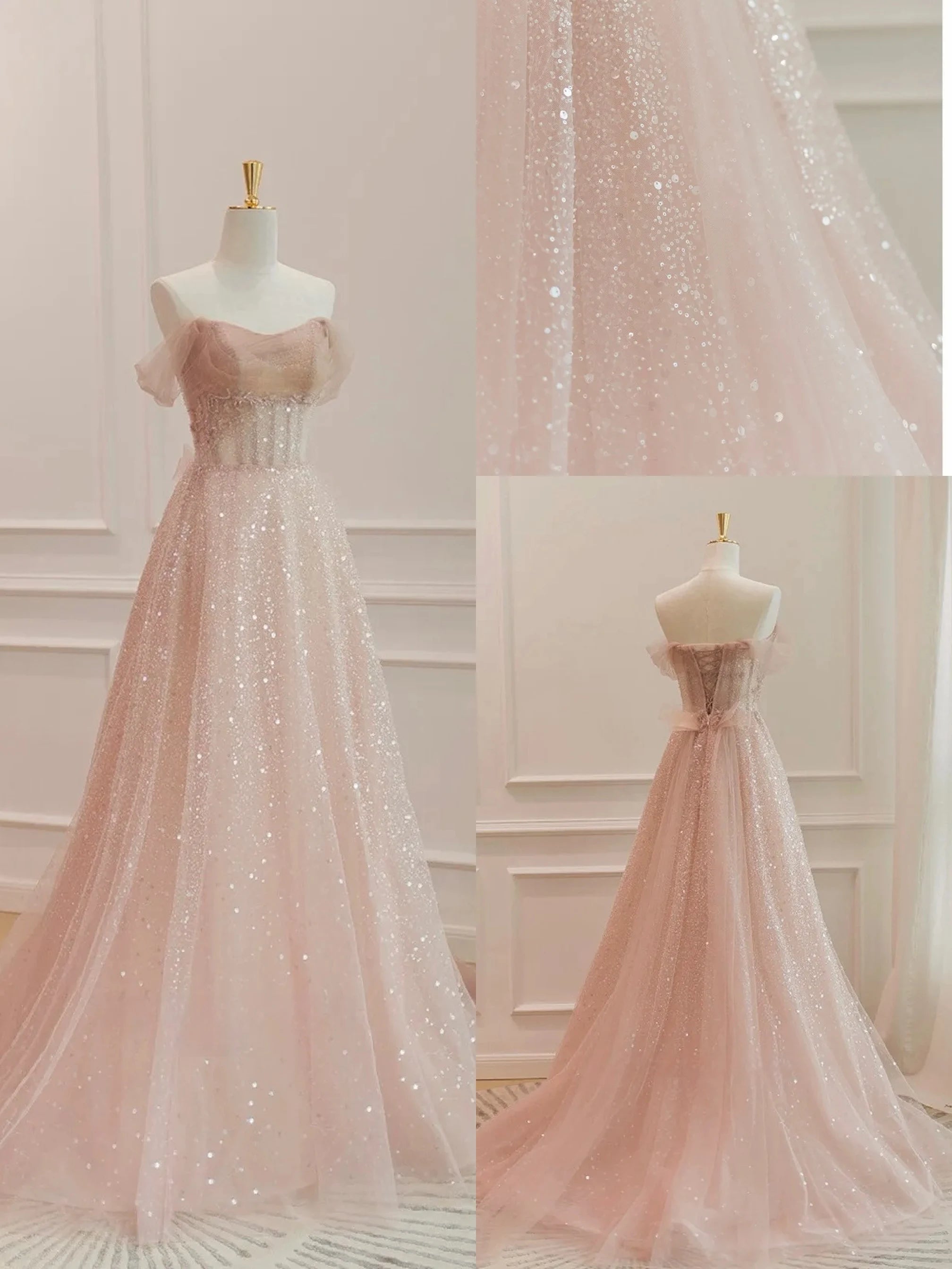 Golden Allure Off-Shoulder Sequin Gown main image 0