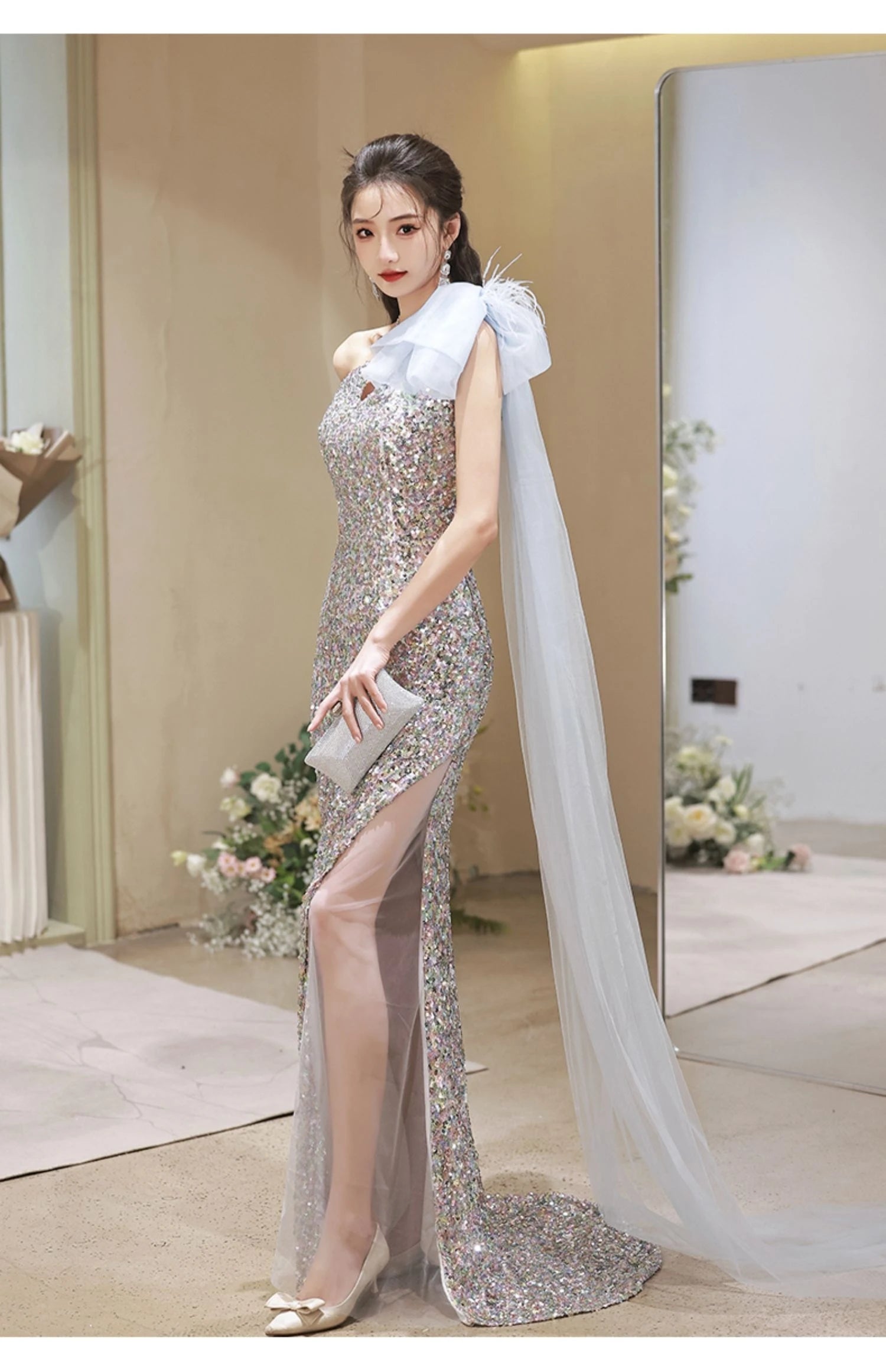 Sheer Sequin Gown
