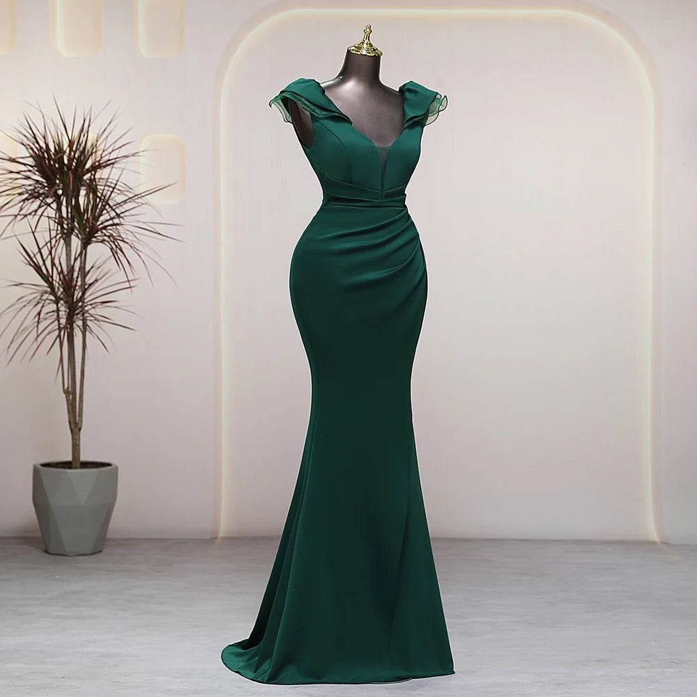 Sleeveless Long Gown with Plunging V Neck Lime Green